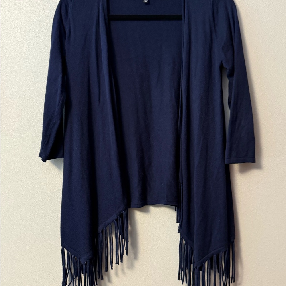 The Limited Navy Blue Fringe Cardigan